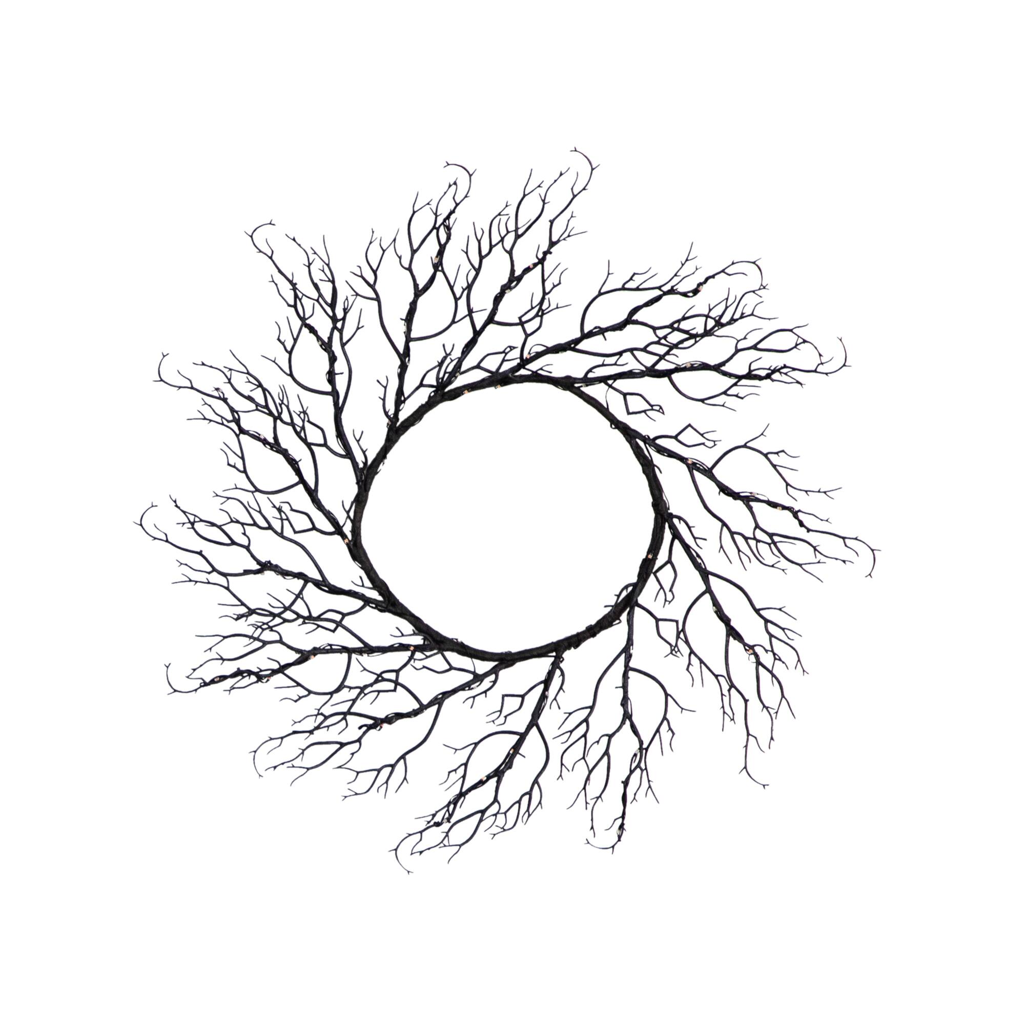 23" Pre-Lit Halloween Black Wreath